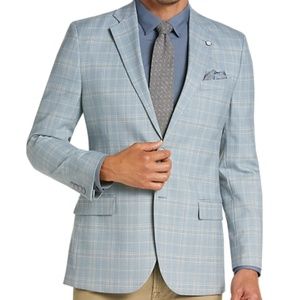 Nautica Light Blue Plaid Modern Fit Sport Coat